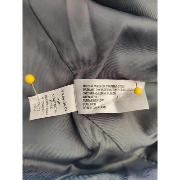 Gap the academy blazer dark heather gray navy trim crest button pink details - Picture 10 of 11